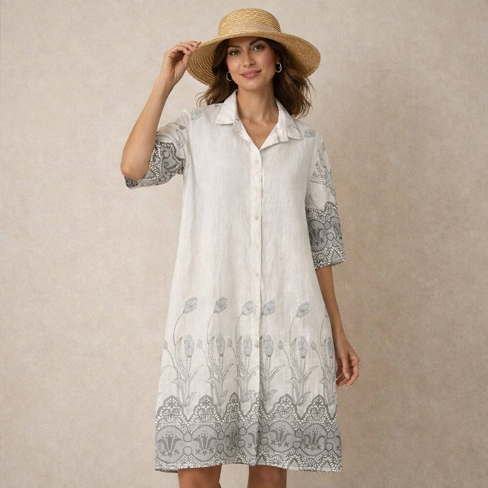 Spighe Di Lino White/Green Dress